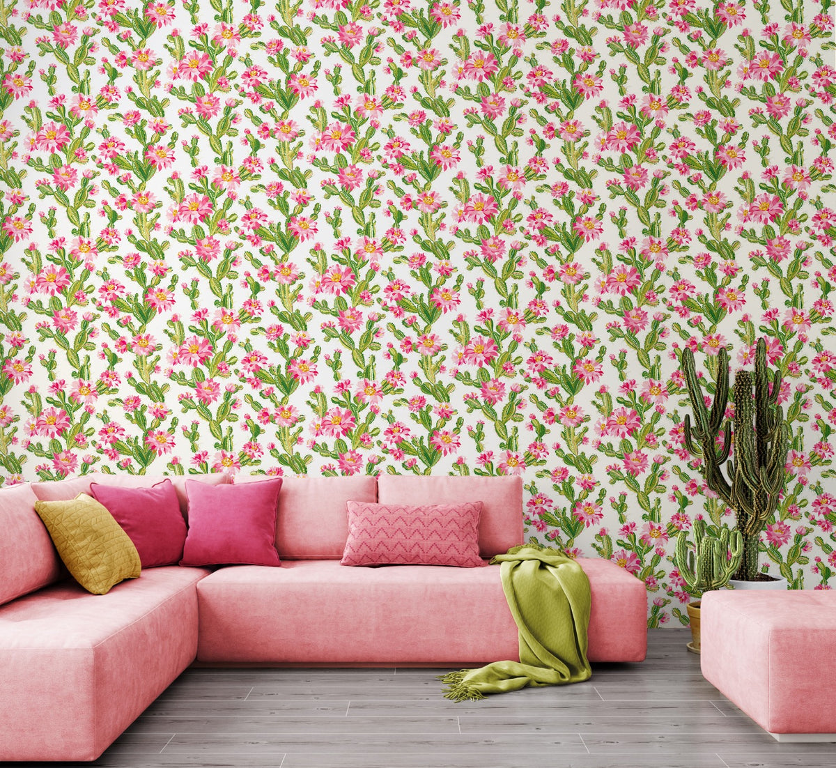 Ibar Rasperry Ripple CACTUS BLOOM - Rasperry Ripple - Revive Collection Wallpaper by Ohpopsi